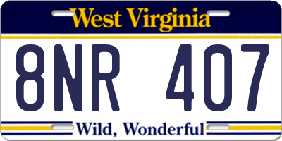 WV license plate 8NR407
