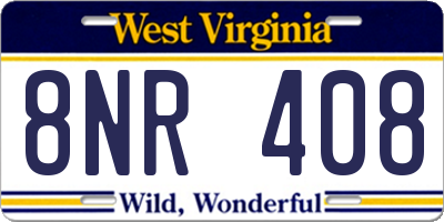 WV license plate 8NR408