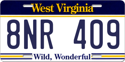 WV license plate 8NR409