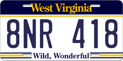 WV license plate 8NR418