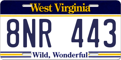 WV license plate 8NR443