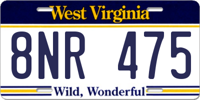 WV license plate 8NR475