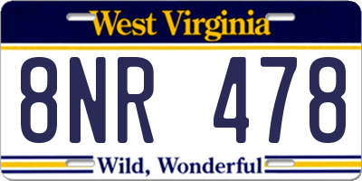 WV license plate 8NR478