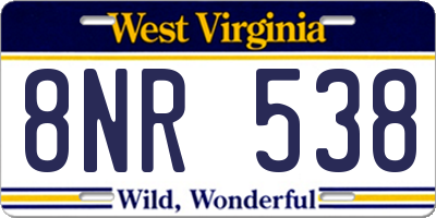 WV license plate 8NR538