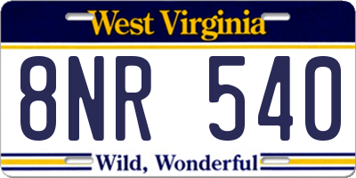 WV license plate 8NR540