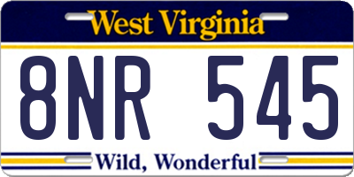 WV license plate 8NR545