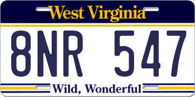 WV license plate 8NR547