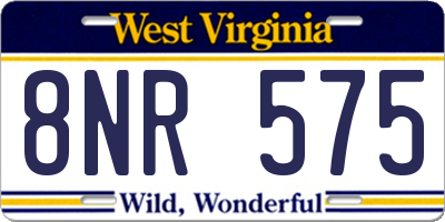WV license plate 8NR575