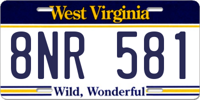 WV license plate 8NR581