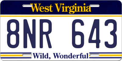 WV license plate 8NR643
