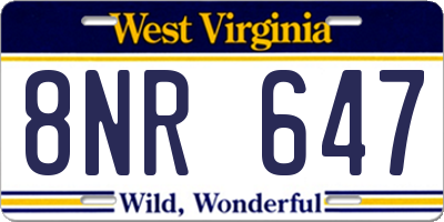 WV license plate 8NR647
