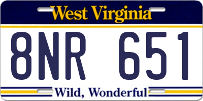 WV license plate 8NR651
