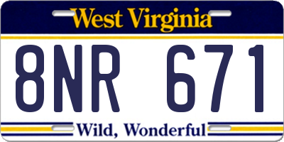 WV license plate 8NR671