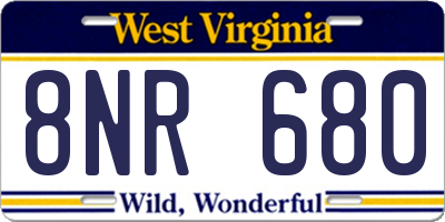 WV license plate 8NR680