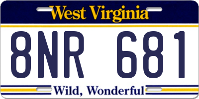 WV license plate 8NR681