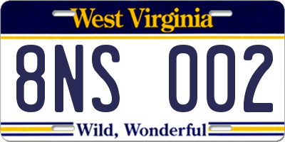 WV license plate 8NS002