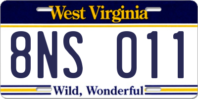 WV license plate 8NS011