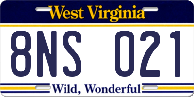 WV license plate 8NS021