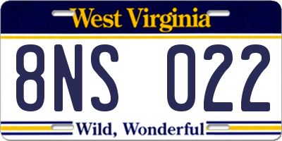 WV license plate 8NS022