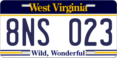 WV license plate 8NS023