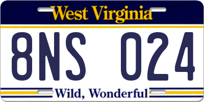 WV license plate 8NS024