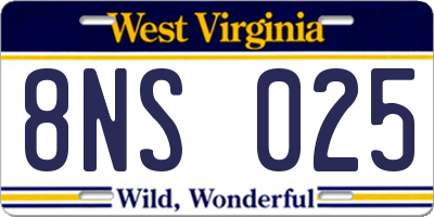 WV license plate 8NS025