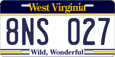 WV license plate 8NS027