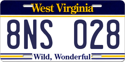WV license plate 8NS028