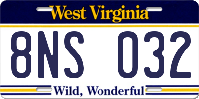 WV license plate 8NS032