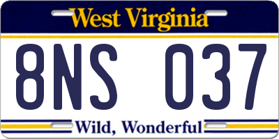 WV license plate 8NS037