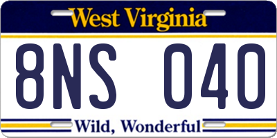 WV license plate 8NS040