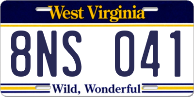 WV license plate 8NS041