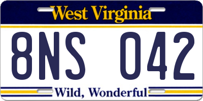 WV license plate 8NS042