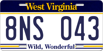 WV license plate 8NS043