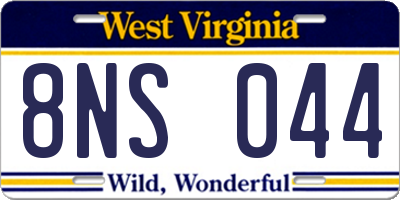 WV license plate 8NS044