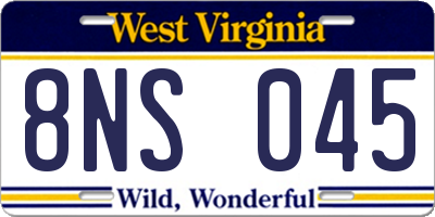 WV license plate 8NS045