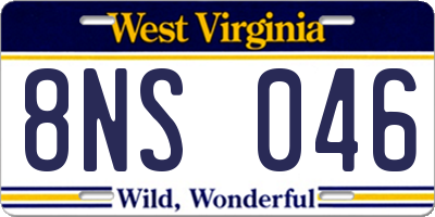 WV license plate 8NS046