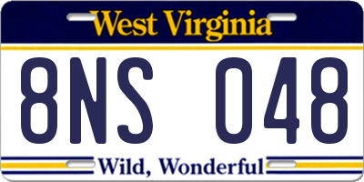 WV license plate 8NS048