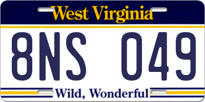 WV license plate 8NS049