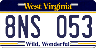 WV license plate 8NS053