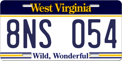 WV license plate 8NS054