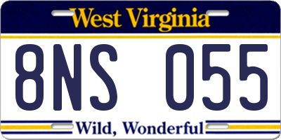 WV license plate 8NS055