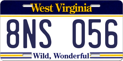 WV license plate 8NS056