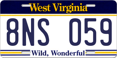 WV license plate 8NS059