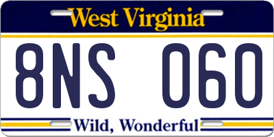 WV license plate 8NS060