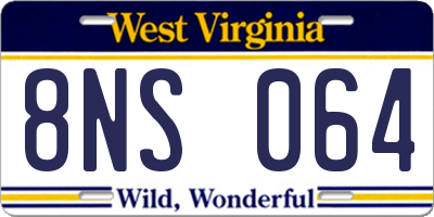 WV license plate 8NS064