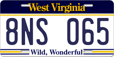 WV license plate 8NS065