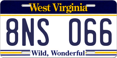 WV license plate 8NS066