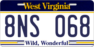 WV license plate 8NS068