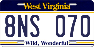 WV license plate 8NS070